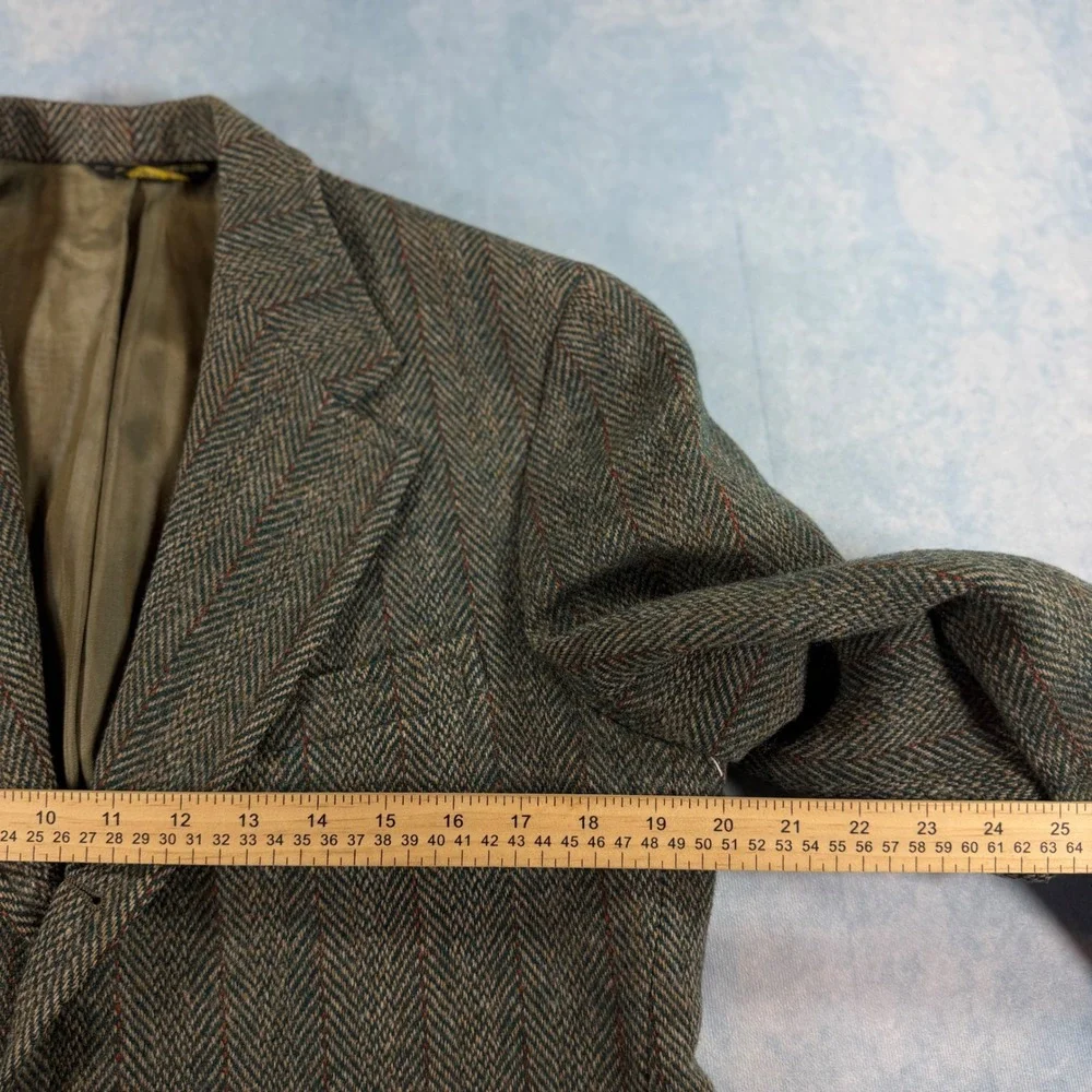 Palm Beach Harris Tweed Blazer Mens Brown Good Herringbone Wool Sport Coat
